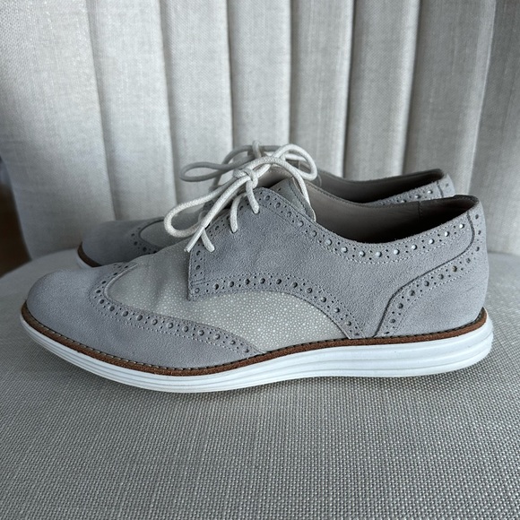Cole Haan Gray Lunargrand Wingtip Oxfords - Size 8 - Picture 4 of 9
